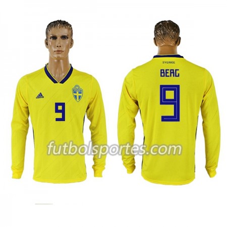 Camisetas Suecia Berg 9 Primera Equipacion Mundial 2018 Manga Larga